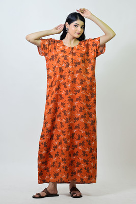 Homezilla Women Nighty(Orange)