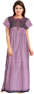 Ruishee Women Nighty(Pink, Black)