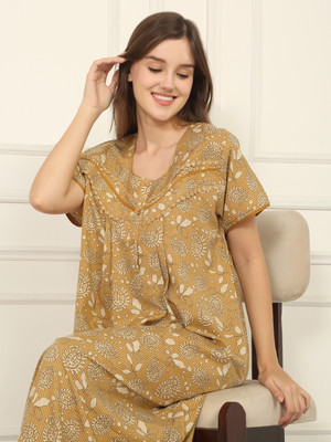 SWEET DREAMS Women Nightdress(Brown)