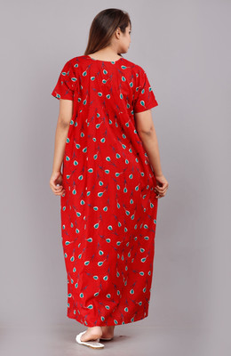 AakarShana Women Nightdress(Red)