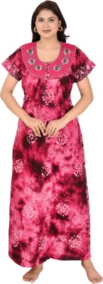 Priyanshu Enterprises Women Nighty with Robe(Pink)