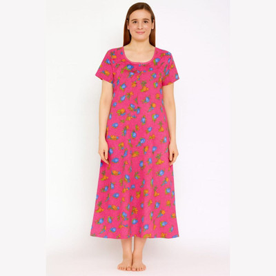 Penvika The Craftmanship Women Nighty(Pink, Multicolor)