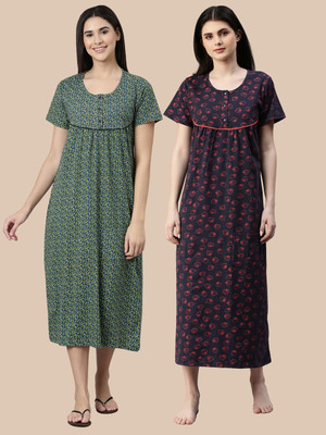 Kryptic Women Nightdress(Black, Dark Blue)