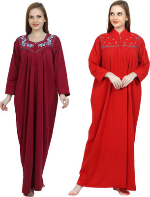 Taausha Women Nighty(Red, Maroon)