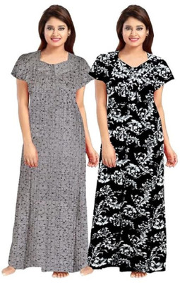 Bajrang Enterprises Women Nighty(Grey, Black)