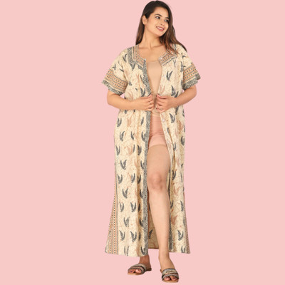Durga Enterprises Women Maternity/Nursing Nighty(Beige)