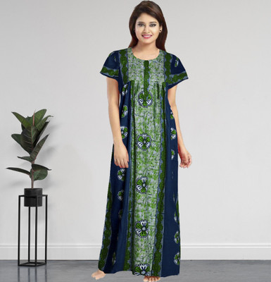 AakarShana Women Nighty(Green)