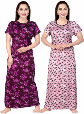 Sarthak Creation Women Nighty Set(Purple, Pink)