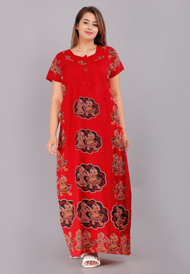 Homezilla Women Nighty(Red)