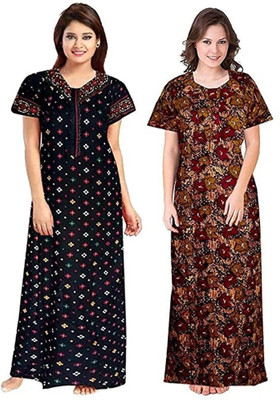 KL FASHION Women Nighty(Brown, Black)