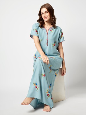 ZEYO Women Nighty(Blue)