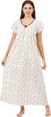 Breezly Women Nighty(White)