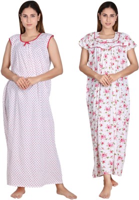 Taausha Women Nighty(Red, White, Pink)