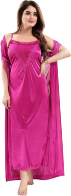 HR creation Women Nighty with Robe(Pink)