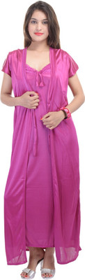 JABAMA Women Nighty with Robe(Pink)