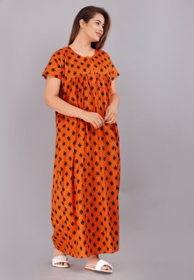 SHRIGANESH ENTERPRISES Women Nighty(Orange)