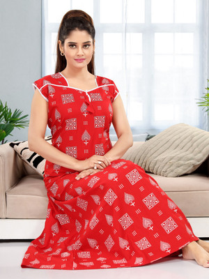 Mallinath Fab Women Nightdress(Red)