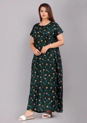 AakarShana Women Nighty(Green)