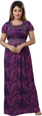 SHOPPING STATION Women Nighty(Purple)