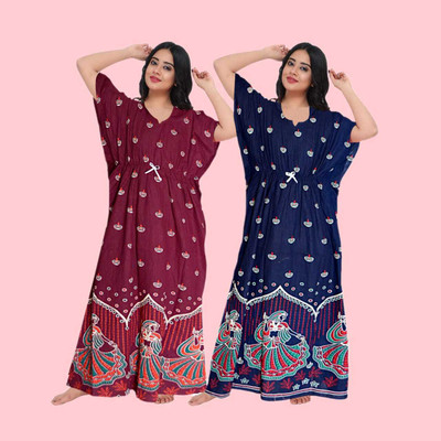 The Finer Things Women Nighty(Blue, Maroon)