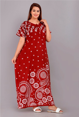 AakarShana Women Nighty(Maroon)