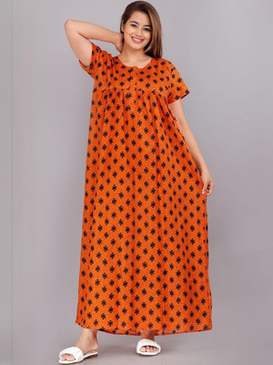 CURBS Women Nightdress(Orange)