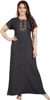 MARK & POLIS Women Nighty(Black)