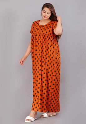 AAKARSHANA CREATION Women Nighty(Orange)