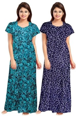 KBNBJ Women Nighty(Green, Blue)