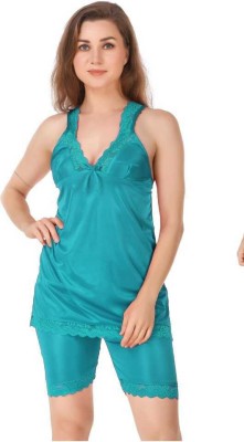 Mishka Fashion Women Nighty Set(Green)