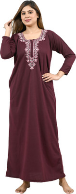 MIAVII CREATION Women Nighty(Brown)