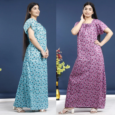 KrishvProducts Women Nighty(Multicolor)