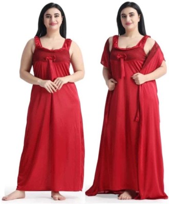 Mixopia Women Nighty Set(Maroon)