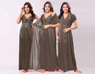 Punchi Women Nighty with Robe(Dark Green)
