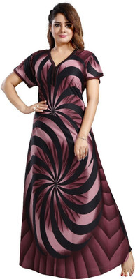 HR creation Women Nighty(Maroon, Black)