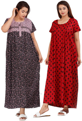Sarthak Creation Women Nighty Set(Red, Black, White)