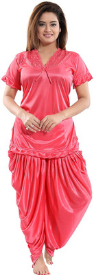 DRAYKE Women Solid Pink Top & Pyjama Set
