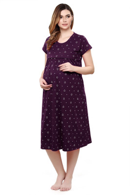 TIGYWIGY Women Maternity/Nursing Nighty(Purple)