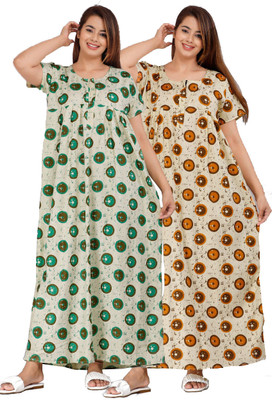 Hans Fashion ENT Women Nighty(Yellow, Green)