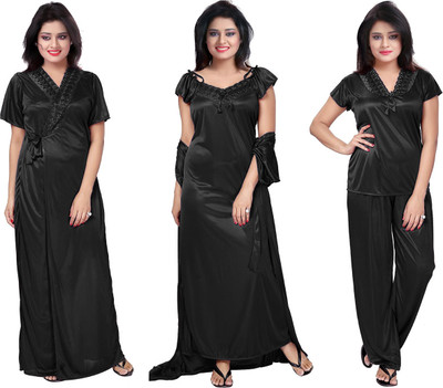 mysie Women Nighty Set(Black)