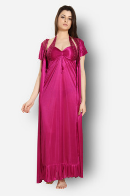 DreamBe Women Nighty with Robe(Purple)