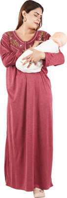 RILO Women Maternity/Nursing Nighty(Maroon)