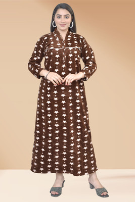 MECHANICALwear Women Nighty(Brown)