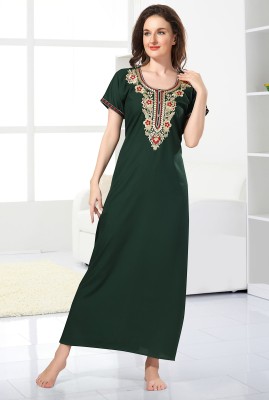 MUSKAN FASHION Women Nighty(Green)