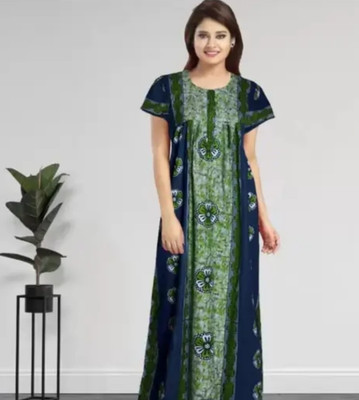 AAKARSHANA CREATION Women Nighty(Green)