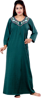 NACNO Women Nighty(Dark Green)