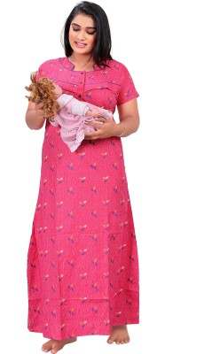 AVTR Women Maternity/Nursing Nighty(Pink)