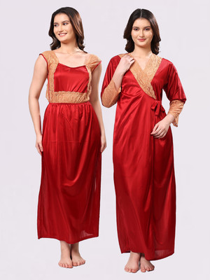 Punchi Women Nighty with Robe(Maroon)