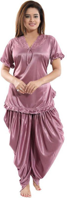 RADHEY ART Women Nighty Set(Purple)