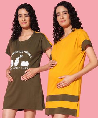 Christy World Women Maternity/Nursing Nighty(Multicolor)